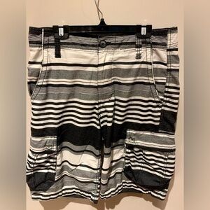 Urban Heritage Striped Black Cargo Shorts - Size 32